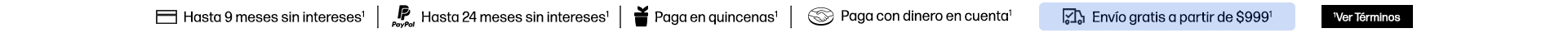 Hasta 9 MSI* Hasta 24 MSI con PayPal* Paga en quincenas con Kueski Pay* Paga con dinero en cuenta Mercado Pago* Envío gratis a partir de $999* Consulta términos y condiciones en: https://www.hp.com/mx-es/shop/promociones-terminos-condiciones