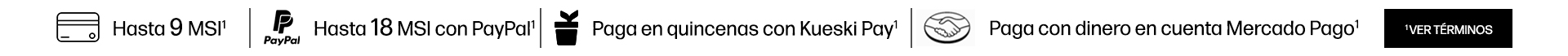 Hasta 9 MSI. Hasta 18 MSI con PayPal. Paga en quincenas con Kueski Pay. Paga con dinero en cuenta Mercado Pago. Haz clic para ver términos.