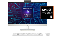 Oferta HOT. Rendimiento al mejor precio. Fotograf&iacute;a de una All in One HP Next Gen AI 24-ct2250la Procesador AMD Ryzen AI 5, RAM de 16 GB, SSD de 512 GB