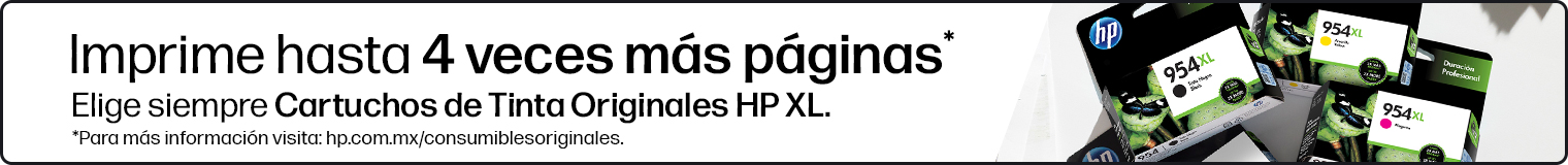 Imprime hasta 4 veces m&aacute;s p&aacute;ginas. Elige siempre Cartuchos de Tinta Originales HP XL. * Para m&aacute;s informaci&oacute;n visita: hp.com.mx/consumiblesoriginales.