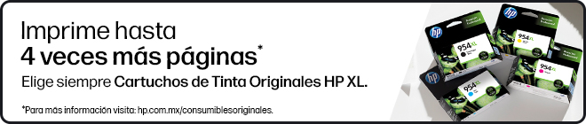 Imprime hasta 4 veces m&aacute;s p&aacute;ginas. Elige siempre Cartuchos de Tinta Originales HP XL. * Para m&aacute;s informaci&oacute;n visita: hp.com.mx/consumiblesoriginales.