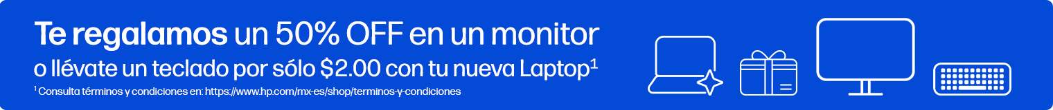 Te regalamos 50% OFF en un monitor o ll&eacute;vate un teclado por s&oacute;lo $2.00 con tu nueva laptop. Consulta terminos y condiciones.