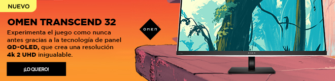 Nuevo. OMEN TRANSCEND 32. Experimenta el juego como nunca antes gracias a la tecnología de panel QD-OLED, que crea una resolución 4k 2 UHD inigualable. Imagen de un Monitor OMEN Transcend de 31,5 pulgadas ambientado en un videojuego.