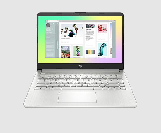 Imagen de una Laptop HP 14-dq5037la con aplicación en pantal...