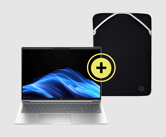 Imagen de una Laptop HP + funda.